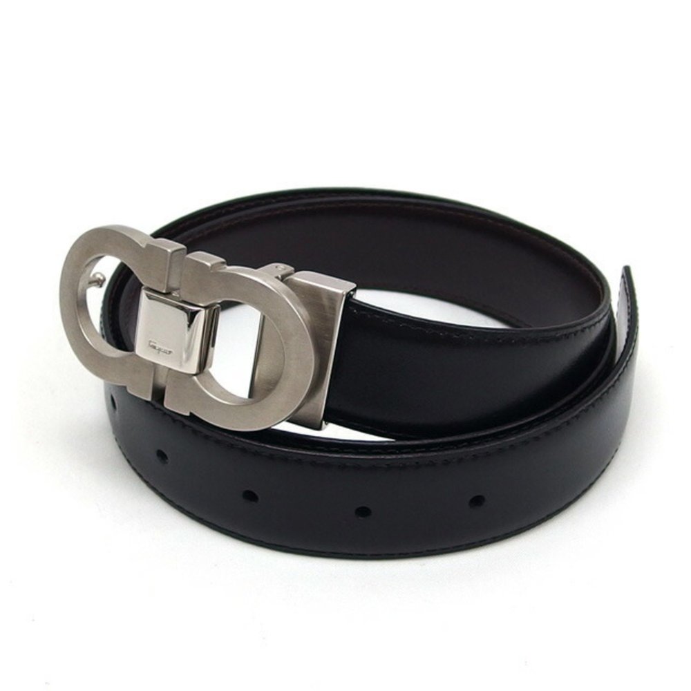 Salvatore Ferragamo Gancini reversible belt in black